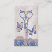 Hair Stylist Scissor Butterfly & Flowers Visitekaartje (Voorkant)