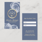 Hair Stylist Scissor Comb Blue Floral Appointment Afsprakenkaartje (Voorkant / Achterkant)