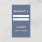 Hair Stylist Scissor Comb Blue Floral Appointment Afsprakenkaartje (Achterkant)