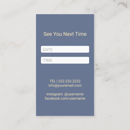 Hair Stylist Scissor Comb Blue Floral Appointment Afsprakenkaartje (Achterkant)