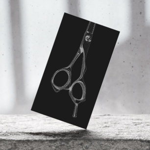 Hair Stylist Scissor Elegant Black Visitekaartje