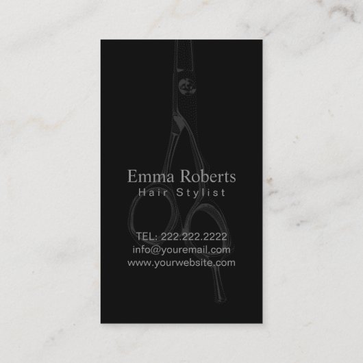 Hair Stylist  Scissor Elegant Black Visitekaartje (Achterkant)