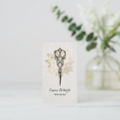 Hair Stylist  Scissor Floral Classy Linen Visitekaartje (Staand voorkant)