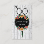 Hair Stylist Scissor & Flowers Rustic Appointment Afsprakenkaartje (Voorkant)