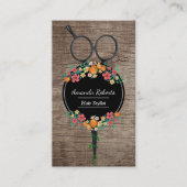 Hair Stylist Scissor & Flowers Wood Appointment Afsprakenkaartje (Voorkant)