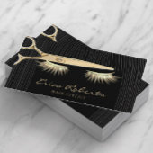 Hair Stylist Scissor & Girl Black & Gold Salon Visitekaartje