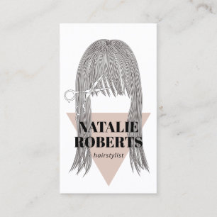 Hair Stylist Scissor & Girl-illustratie Salon Visitekaartje