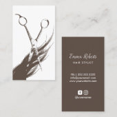 Hair Stylist  Scissor & Hair Elegant Tan Visitekaartje (Voorkant / Achterkant)