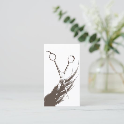 Hair Stylist  Scissor & Hair Elegant Tan Visitekaartje (Staand voorkant)