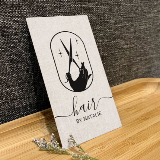 Hair Stylist Scissor & Hand Logo Beauty Salon Visitekaartje