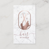 Hair Stylist Scissor Hand Logo Marble Haarstylist Visitekaartje (Voorkant)