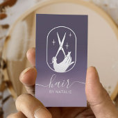Hair Stylist Scissor Hand Logo Paars Ombre Salon Visitekaartje