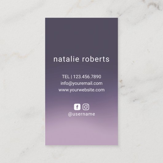 Hair Stylist Scissor Hand Logo Paars Ombre Salon Visitekaartje (Achterkant)