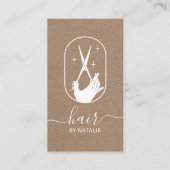 Hair Stylist Scissor Hand Logo Rustic Hairdresser Visitekaartje (Voorkant)