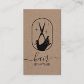 Hair Stylist Scissor Hand Logo Rustic Kraft Salon Visitekaartje (Voorkant)
