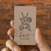 Hair Stylist Scissor Roos Logo Rustic Kraft Salon Visitekaartje