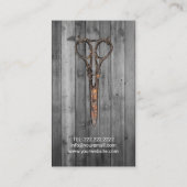 Hair Stylist Scissor Rustic Wood Visitekaartje (Achterkant)