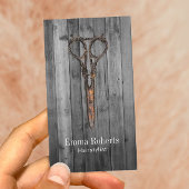 Hair Stylist  Scissor Rustic Wood Visitekaartje