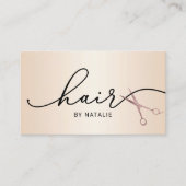 Hair Stylist Scissor Typography Pearl Beauty Salon Visitekaartje (Voorkant)