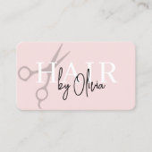 Hair Stylist Scissors Blush Pink QR Code  Visitekaartje (Voorkant)