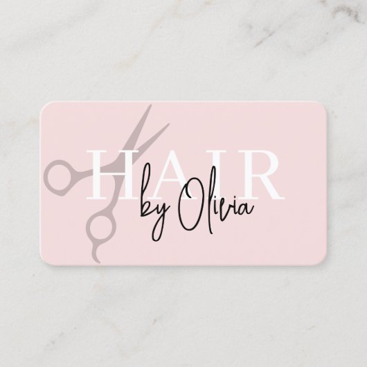 Hair Stylist Scissors Blush Pink QR Code  Visitekaartje (Voorkant)