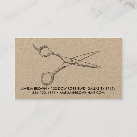Hair Stylist Scissors Chic Drawing Barber CUSTOM Visitekaartje (Achterkant)