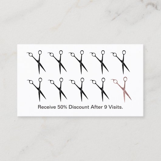 Hair Stylist Scissors Simple Plain Loyalty Punch (Voorkant)