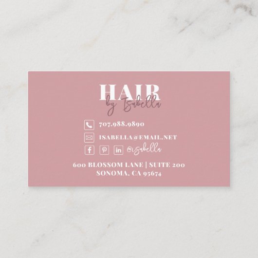 Hair Stylist Script Handtekening Blush Roze Minima Visitekaartje (Achterkant)
