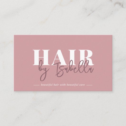 Hair Stylist Script Handtekening Blush Roze Minima Visitekaartje (Voorkant)
