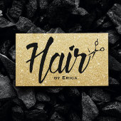 Hair Stylist Script Modern Gold Glitter Hair Salon Visitekaartje
