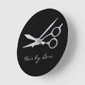 Hair Stylist Silver Black Scissors Persoonlijk Ronde Klok (Hoek)