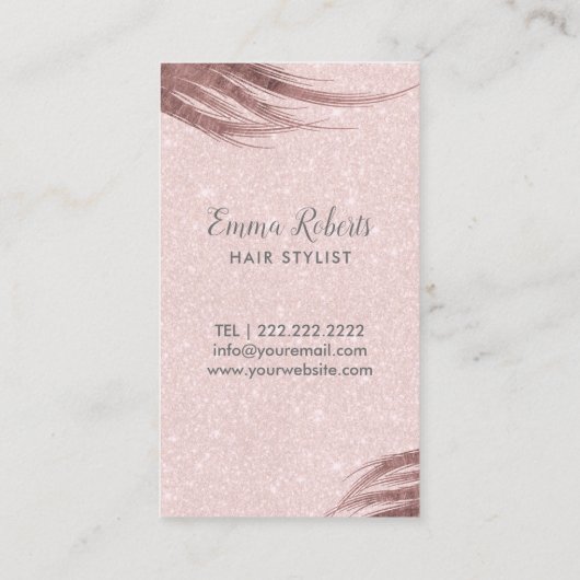 Hair Stylist Silver Glitter Scissor Blush Pink Visitekaartje (Achterkant)