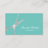 Hair Stylist Silver Glitter Scissor Salon Blauwgro Visitekaartje (Voorkant)