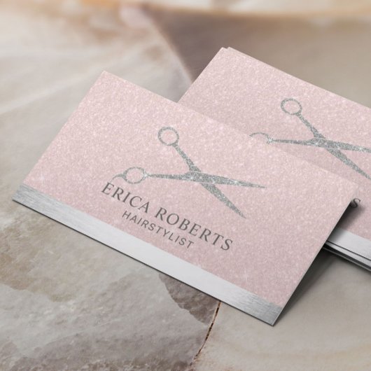 Hair Stylist Silver Scissor Blush Roos Gold Visitekaartje