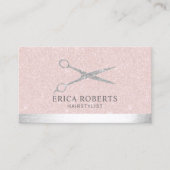 Hair Stylist Silver Scissor Blush Roos Gold Visitekaartje (Voorkant)