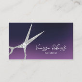 Hair Stylist Silver Scissor Deep Paarse Salon Visitekaartje (Voorkant)