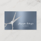 Hair Stylist Silver Scissor Dusty Blue Salon Visitekaartje (Voorkant)