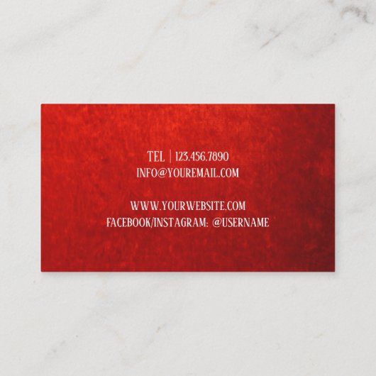 Hair Stylist Silver Scissor Elegant Red Velvet Visitekaartje (Achterkant)