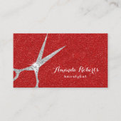 Hair Stylist Silver Scissor Modern Red Salon Visitekaartje (Voorkant)