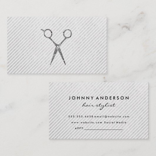 Hair Stylist Silver Scissors Appointment Afsprakenkaartje (Voorkant / Achterkant)
