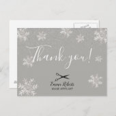 Hair Stylist Silver Snowflakes Holiday Hartelijk d Briefkaart (Voorkant / Achterkant)