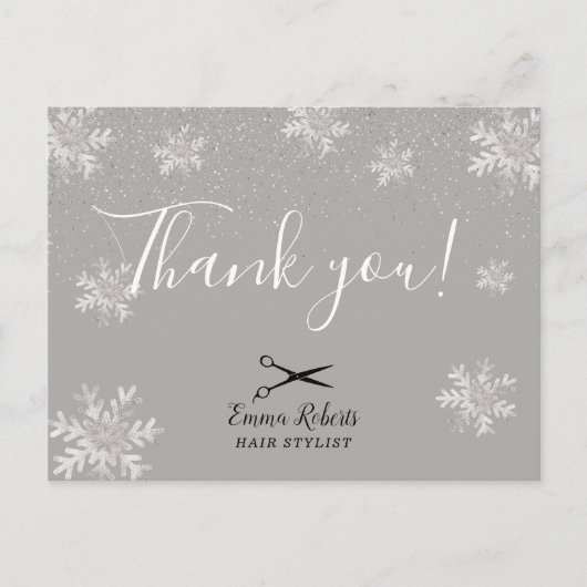 Hair Stylist Silver Snowflakes Holiday Hartelijk d Briefkaart (Voorkant)