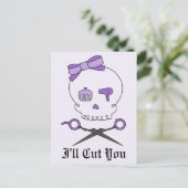 Hair Stylist Skull & Scissor Crossbones - Paars 2 Briefkaart (Staand voorkant)