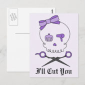 Hair Stylist Skull & Scissor Crossbones - Paars 2 Briefkaart (Voorkant / Achterkant)