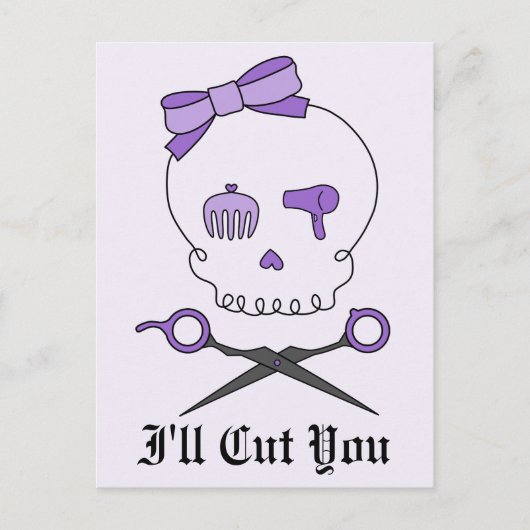 Hair Stylist Skull & Scissor Crossbones - Paars 2 Briefkaart (Voorkant)