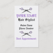 Hair Stylist Skull & Scissor Crossbones - Paars Afsprakenkaartje (Achterkant)