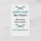 Hair Stylist Skull & Scissor Crossbones - Turquois Afsprakenkaartje (Achterkant)