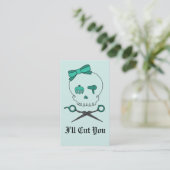 Hair Stylist Skull & Scissor Crossbones - Turquois Afsprakenkaartje (Staand voorkant)