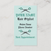 Hair Stylist Skull & Scissor Crossbones - Turquois Afsprakenkaartje (Achterkant)