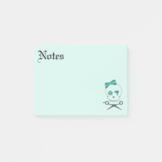 Hair Stylist Skull & Scissor Crossbones - Turquois Post-it® Notes (Voorkant)